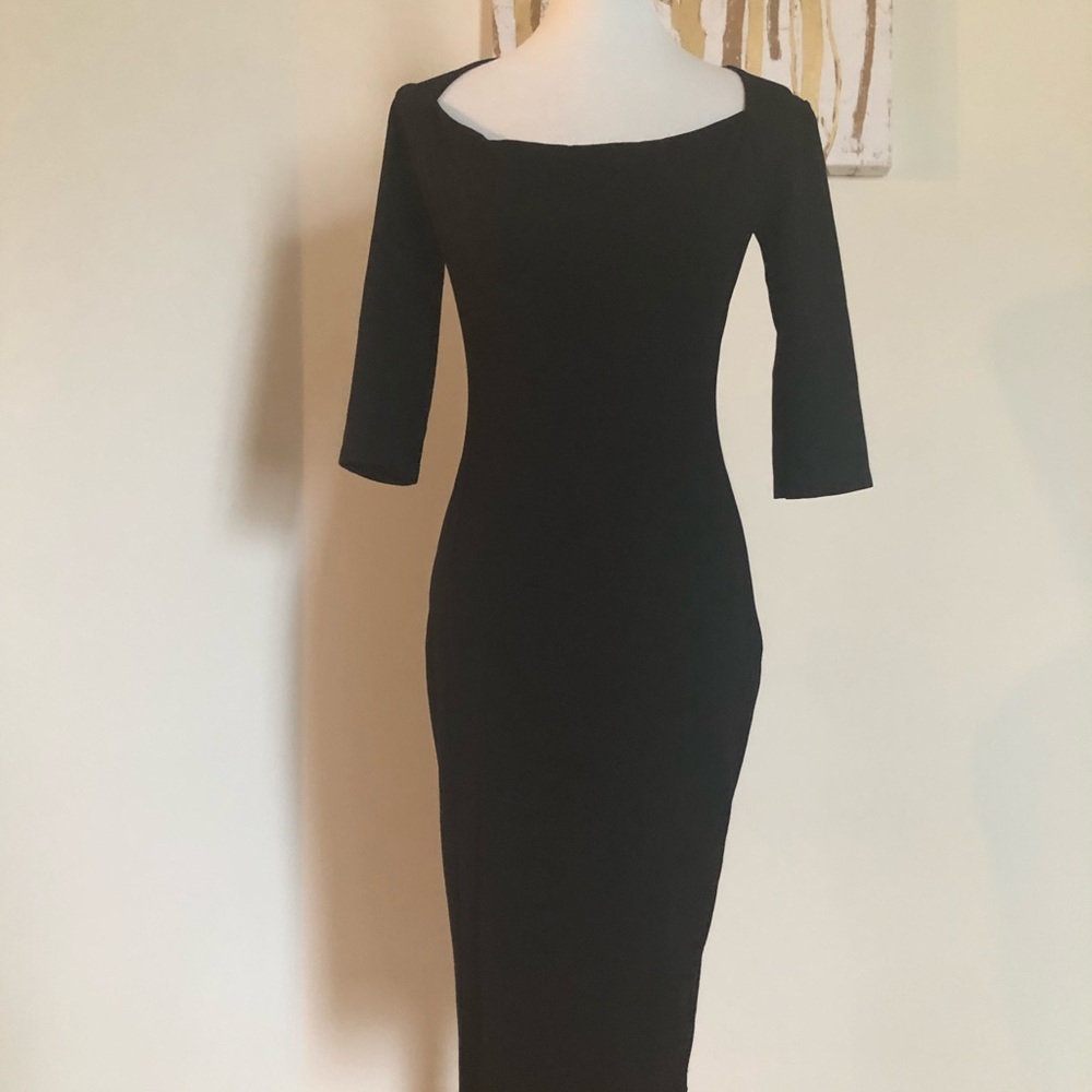 ASOS Classy Chic Black 3/4 Sleeve Midi Dress - Picture 1 of 7